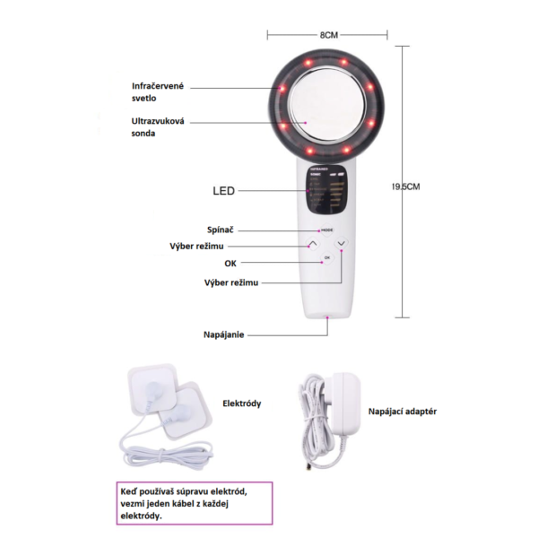 Skincare EMS - Ultrazvukový masážny prístroj a stimulátor EMS na chudnutie s infračerveným svetlom - Image 6